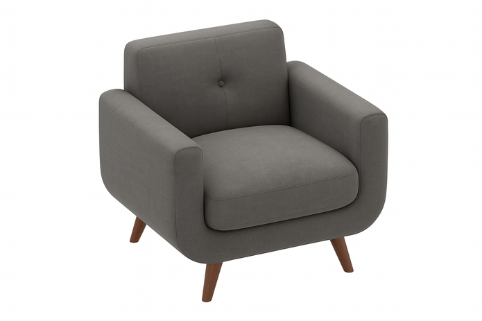 Noir Armchair — Modern Fabric Accent Chair (Grey)