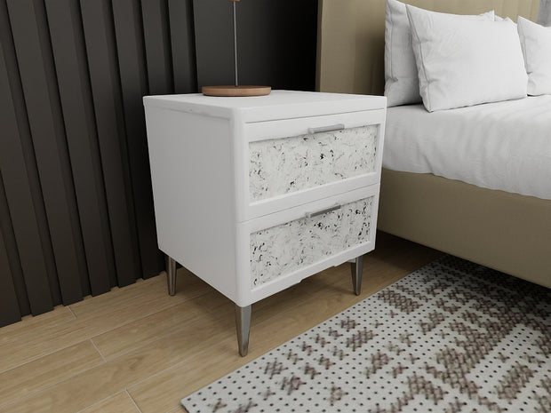 Santorini Nightstand – White | Modern Bedside Table with Storage