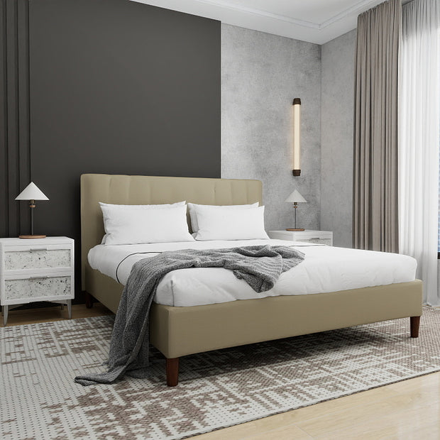 Harbor Upholstery Bed - Beige | Modern Tufted Headboard Bed