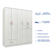 Ren 5-Door Engineered Wood Wardrobe – Spacious Bedroom Almirah with Shelves