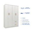 Ren 4-Door Engineered Wood Wardrobe – Spacious Bedroom Almirah with Shelves