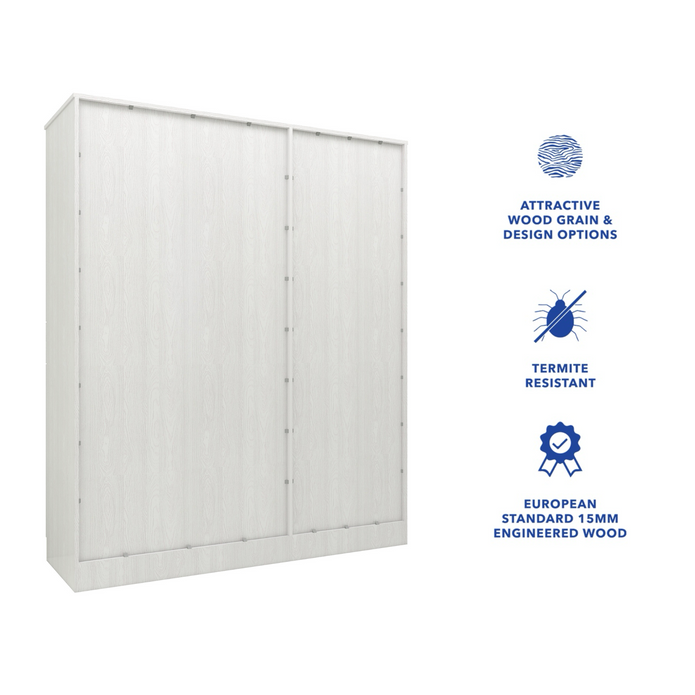 Ren 5-Door Engineered Wood Wardrobe – Spacious Bedroom Almirah with Shelves