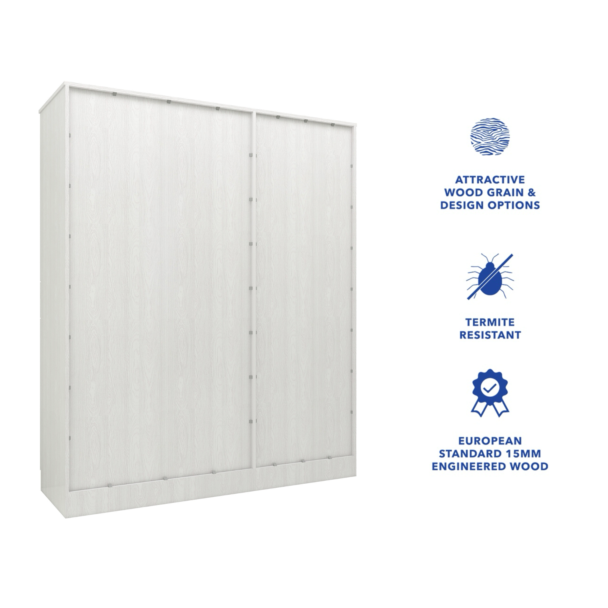 Ren 5-Door Engineered Wood Wardrobe – Spacious Bedroom Almirah with Shelves