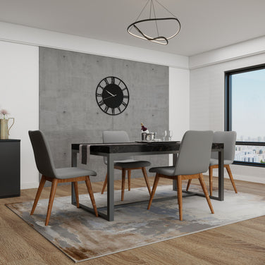 Junction dining chair in grey with sculpted wraparound back and solid-wood frame