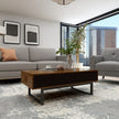 Strata Coffee Table (Walnut & Black) - Solid Wood Center Table