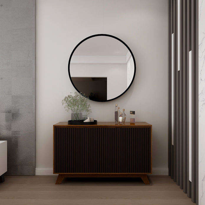 Strata Sideboard in Walnut & Black - Solid Wood Modern Storage Cabinet