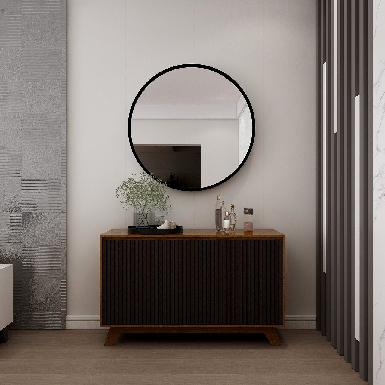 Strata Sideboard in Walnut & Black - Solid Wood Modern Storage Cabinet