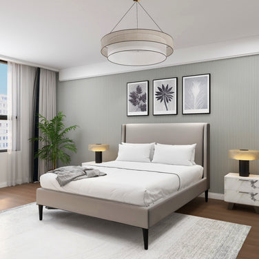 Cityscape Upholstered Bed (Grey) - King & Queen