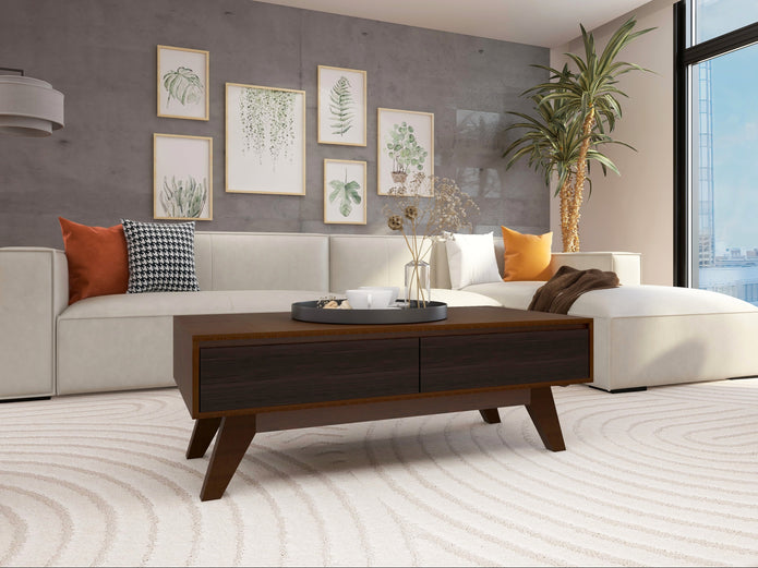 Mellow Edges — 9-Piece Home Furniture Combo (Grey, Off-White & Walnut)