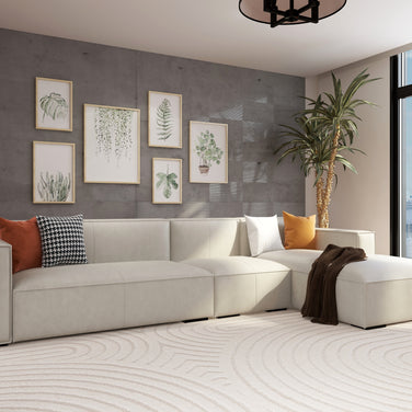 Palms 3-Seater Sofa - Modern Fabric Lounger (Grey)