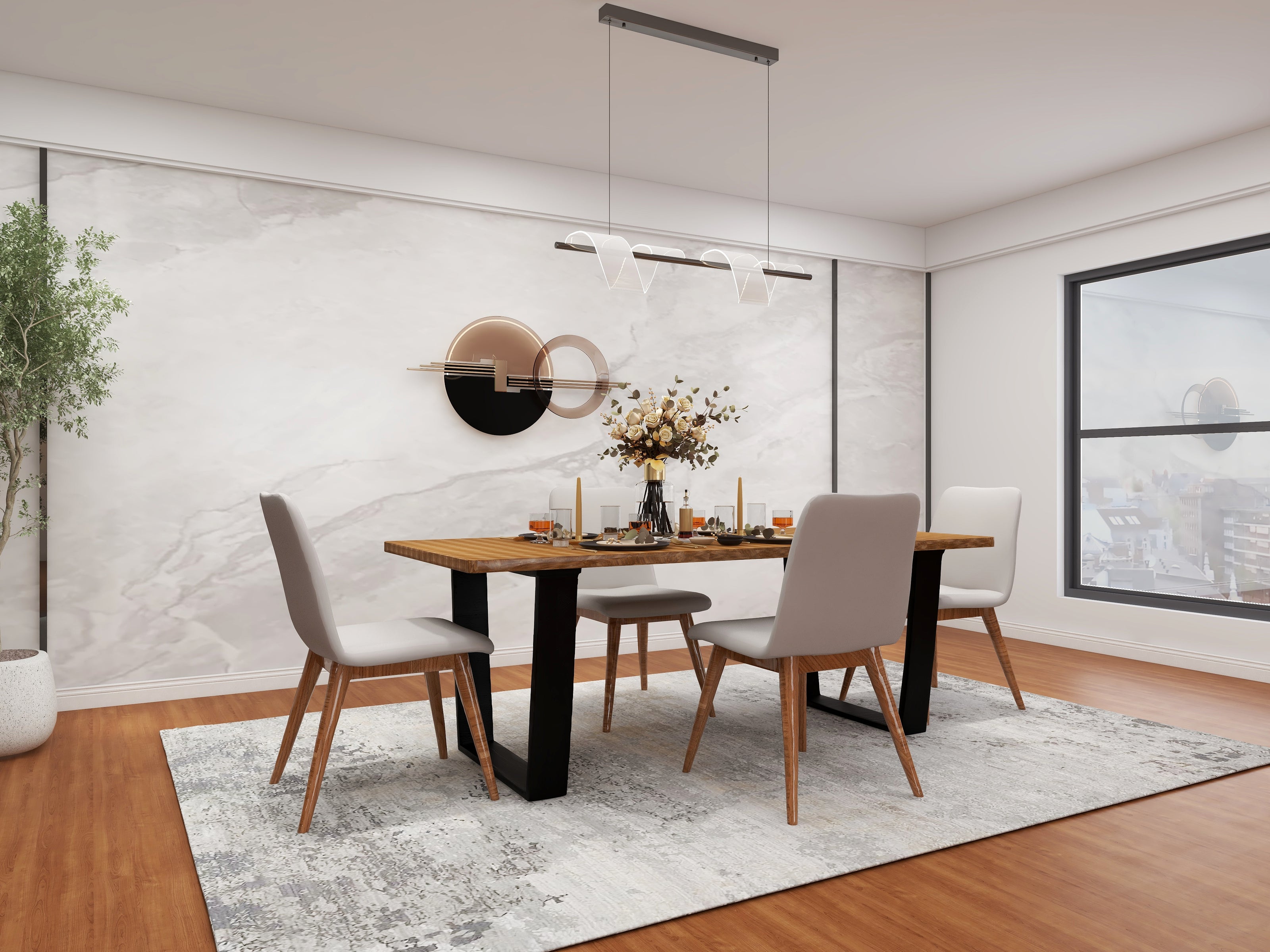 Artisan Dawn — 9-Piece Premium Home Furniture Combo (Grey & Walnut)