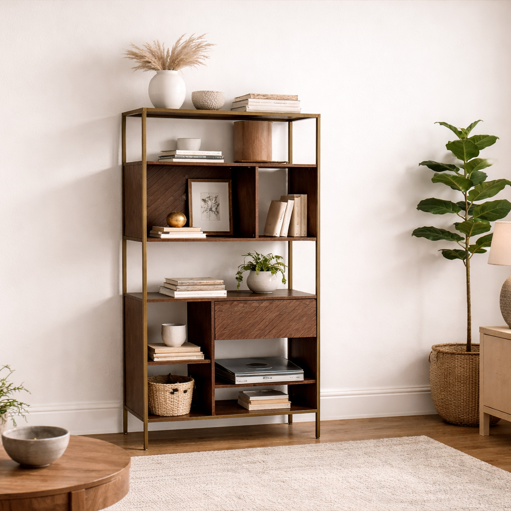Walnoir Forge luxury solid wood bookcase – NOX collection