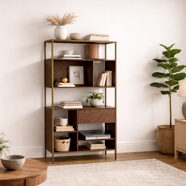 Walnoir Forge luxury solid wood bookcase – NOX collection