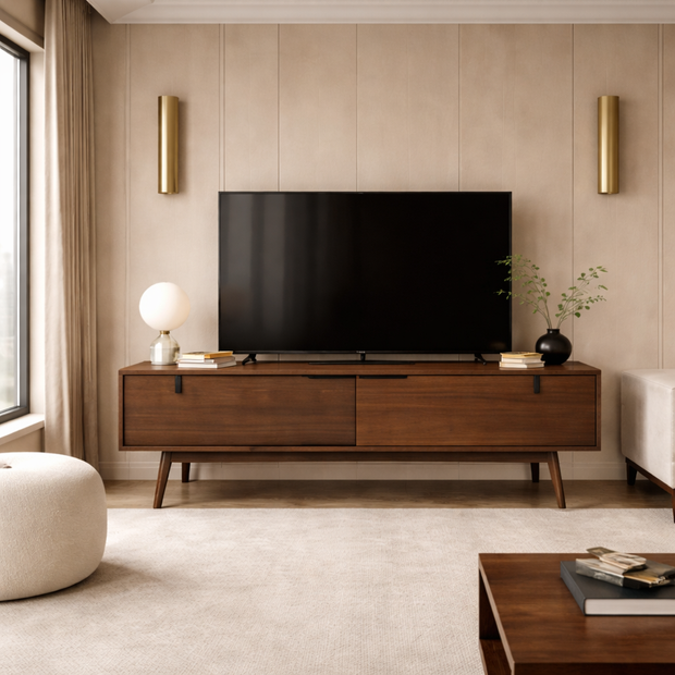 Walnoir Patina luxury solid wood AV unit – NOX collection