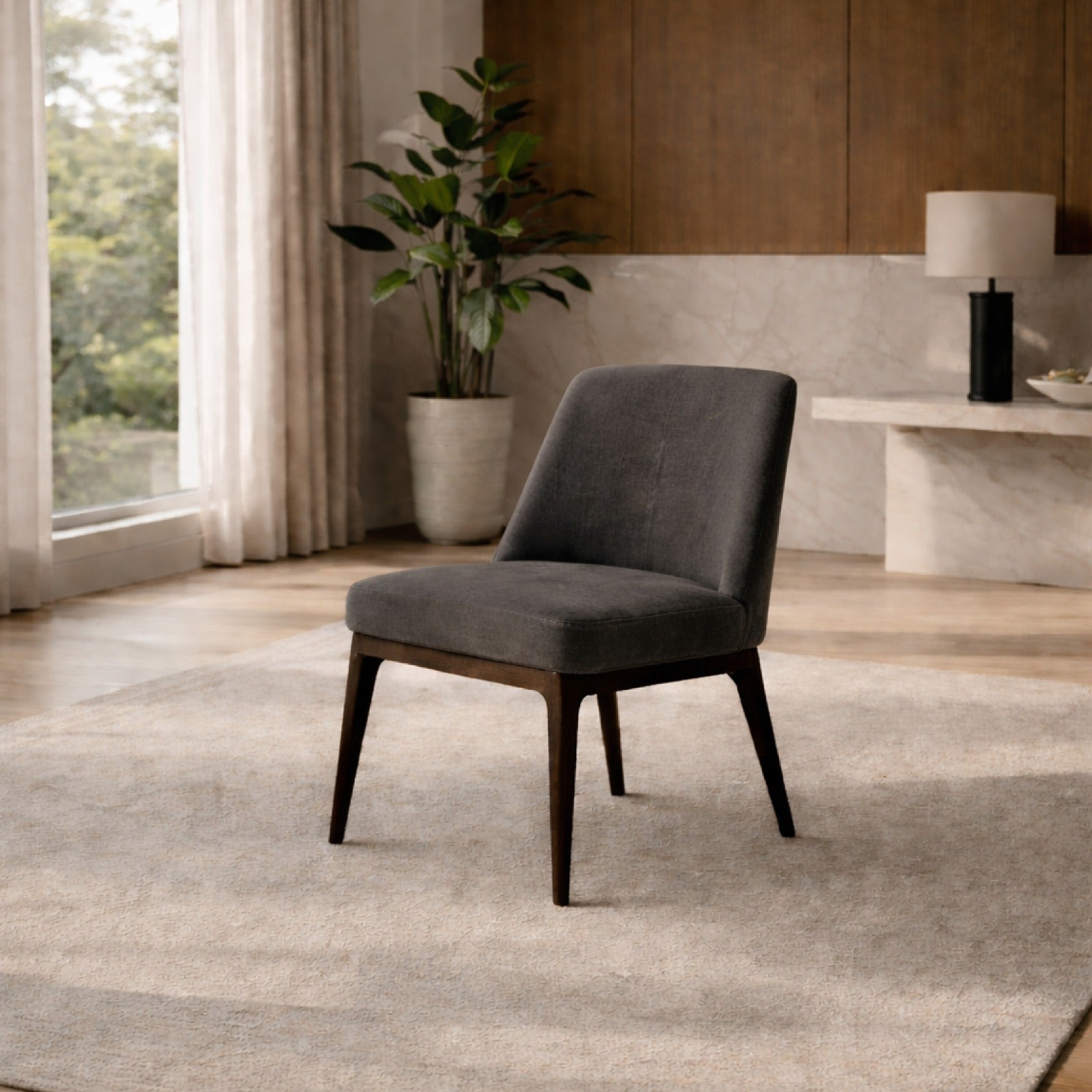 CASSIA Bow Luxury Dining Chair – Modern Armless Leather Chair