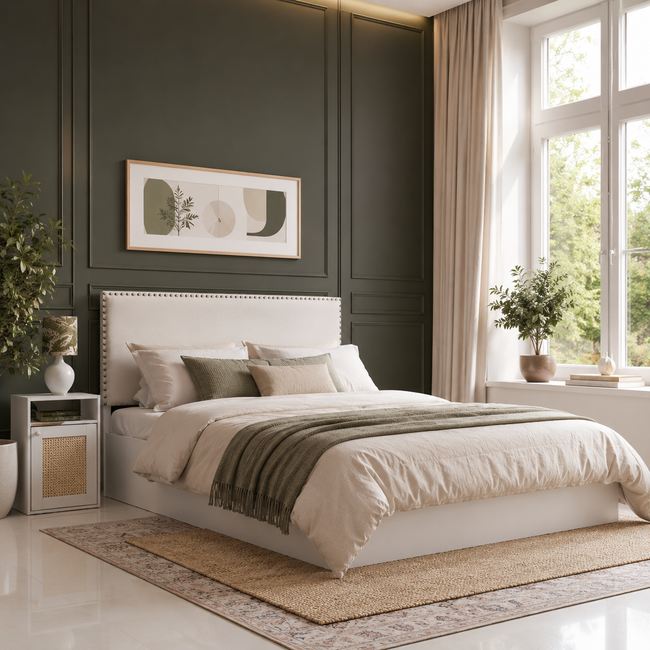 Yama Queen Bed – Leatherette Upholstery with Box Storage
