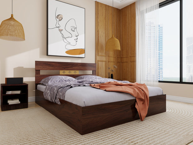 Julian Elegance Bedroom Set – Queen Bed, 4-Door Mirror Wardrobe & Bedside Table