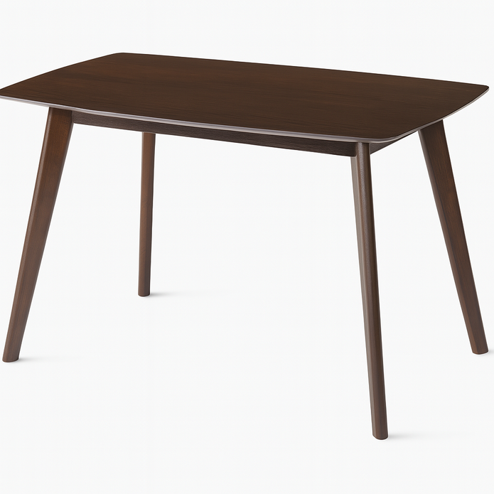Modern dark cappuccino dining table — angled view
