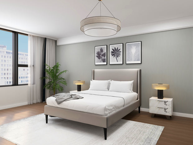 Artisan Dawn 9-piece home furniture combo — grey upholstery with walnut finish (hero shot