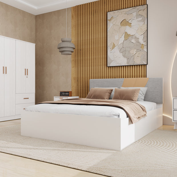 Ashtanga Queen Bedroom Set White & Silver Oak – DF2H