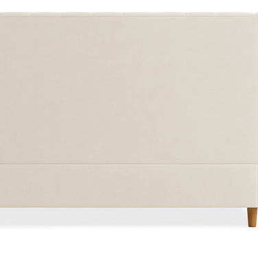 Serra Bed in Off White - Upholstered Wingback Headboard with Wooden Legs