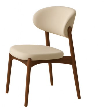 Lyra Dining Chair in Beige - Modern Wooden Accent Chair for Dining & Lounge