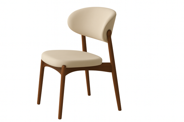 Lyra Dining Chair in Beige – Modern Wooden Accent Chair for Dining & Lounge