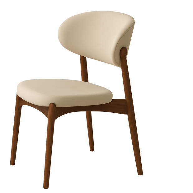 Lyra Dining Chair in Beige - Modern Wooden Accent Chair for Dining & Lounge