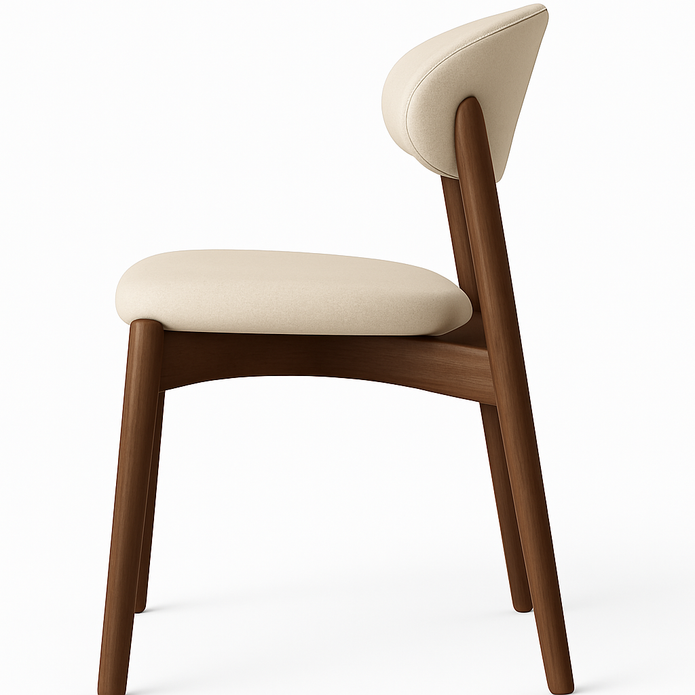 Lyra Dining Chair in Beige – Modern Wooden Accent Chair for Dining & Lounge