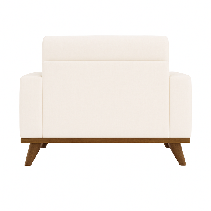 The Haven Chair in Beige – Plush Armchair with Modern Wooden Base