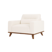 The Haven Chair in Beige – Plush Armchair with Modern Wooden Base