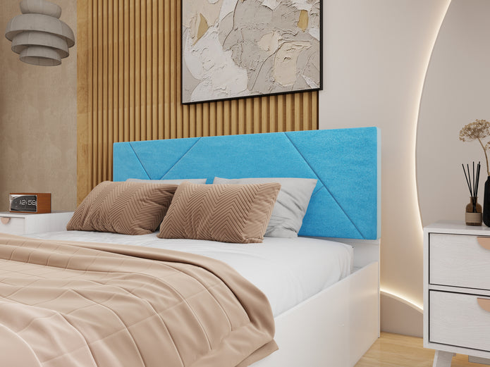 Kosha Queen Upholstered Storage Bed – White Melamine Finish