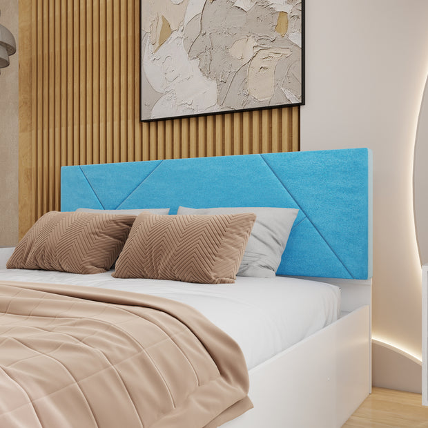 Kosha Queen Upholstered Storage Bed – White Melamine Finish