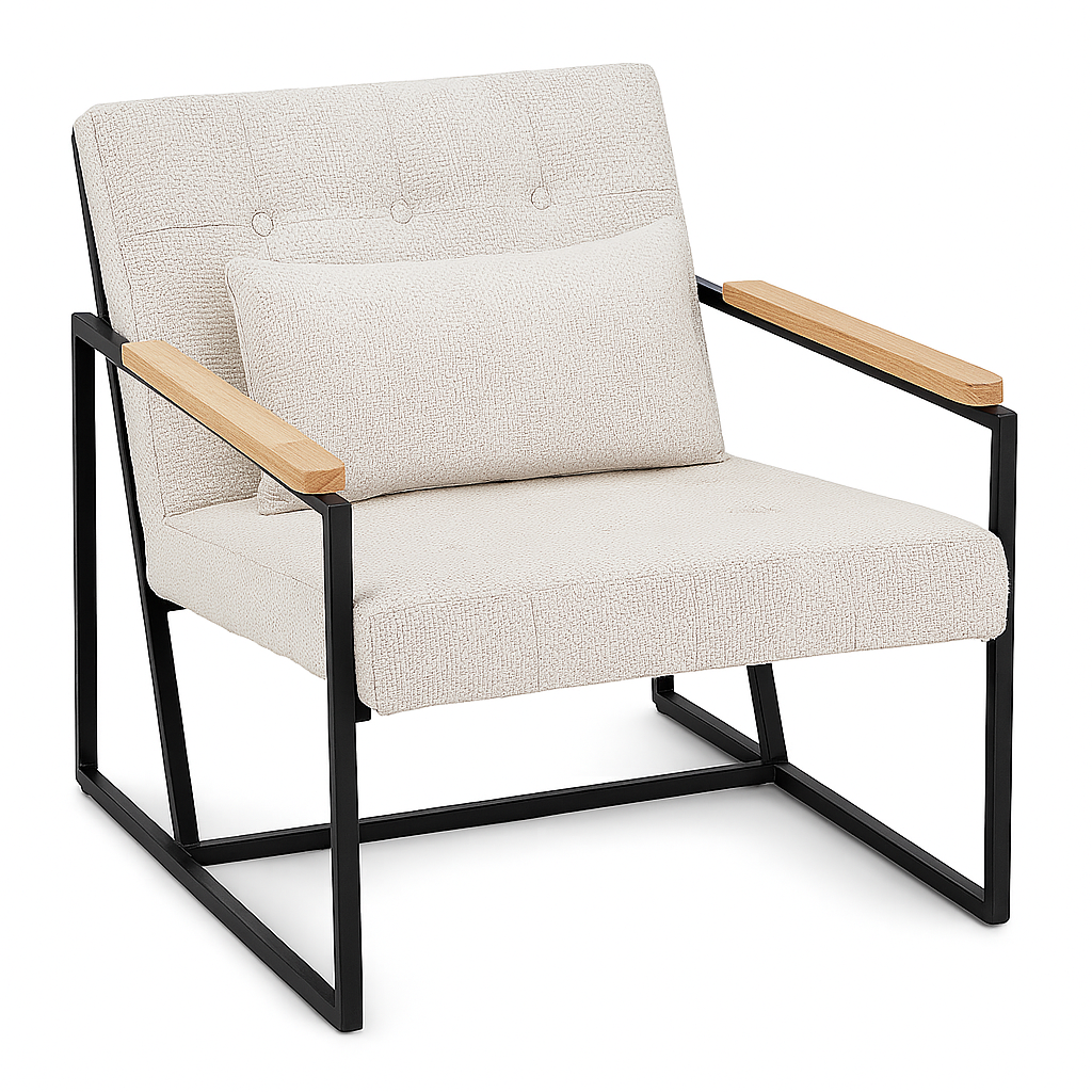 Angled view — Miro fabric accent chair (Beige)