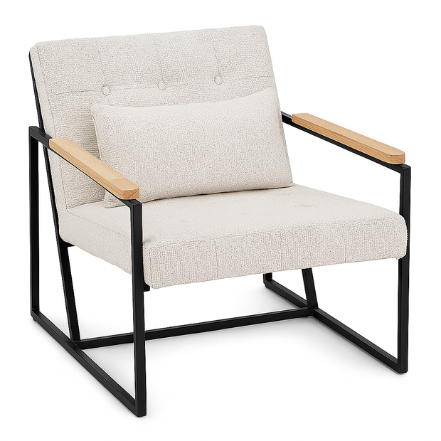 Angled view — Miro fabric accent chair (Beige)