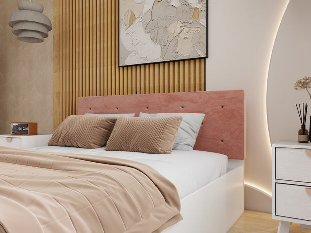 Nirodhah Upholstered Queen Bed with Storage – White & Silver Oak