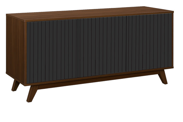 Strata Sideboard in walnut and black solid wood with storage